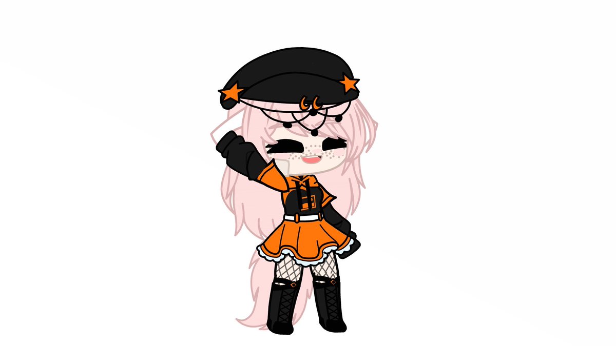 _Caramel_Queen_'s tweet photo. I made a new OC. Have fun trying to figure out what kind of outfit she is wearing 🧡🖤 https://t.co/EnEudaajpe