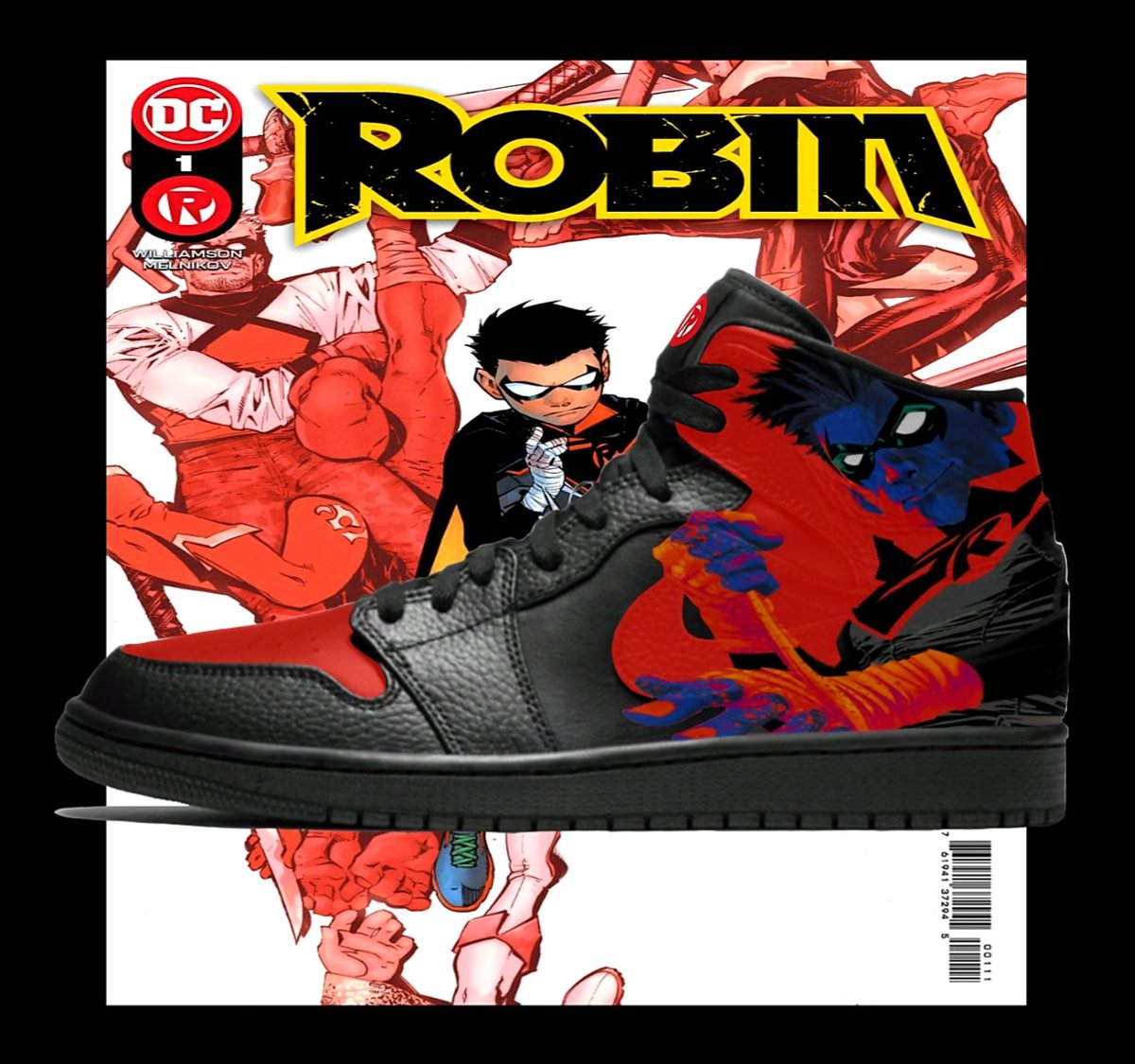 jbkustomkickz's tweet photo. #Robin x #AJ1 🔥🔥🔥 
Original art @FrancisManapul 

#jbkustomkickz #customshoes #customkicks #customsneakers #angelusdirect #nike #Sneakers #kicks #comics #comicart #comicbooks #damianwayne #Trending #dccomics #batman #son #nextbatman #MondayMotivaton #mondaythoughts https://t.co/Ep3g6KpB9H