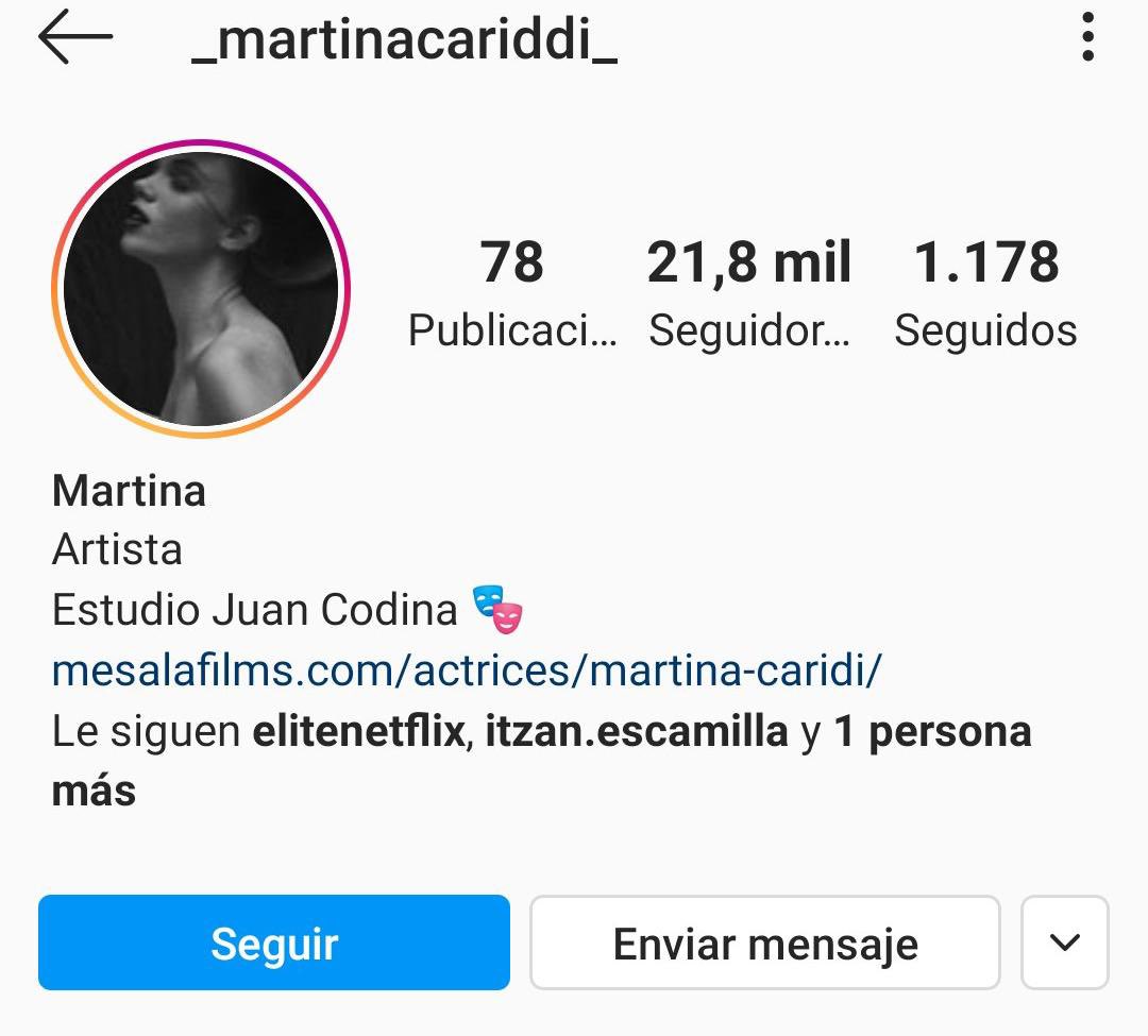 sophrios's tweet photo. Martina Cariddi (Mencía en @EliteNetflix) acaba de llegar a 1M de seguidores en instagram. 
Cuando anunciaron hace menos de un año que estaría en Élite, apenas tenía 22k. 
¡Felicidades Martina!❤️❤️👏🏻 https://t.co/HrrVWWQ6tM