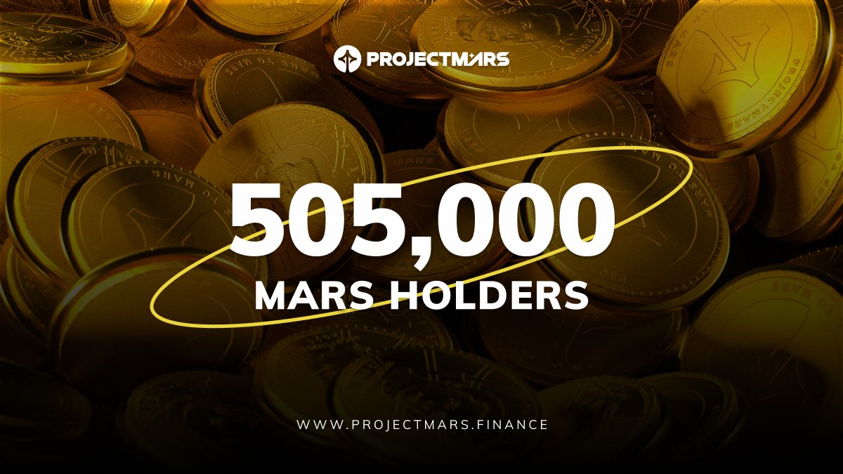 Congrats Martians! We have passed 505,000 #MARS holders! 🪐🚀

Let's bring MARS to MARS!💕

Join Official Disocrd💸: discord.com/invite/XeTZEjt…

#MARSTOMARS #MARS #PROJECTMARS #CRYPTO #FTM