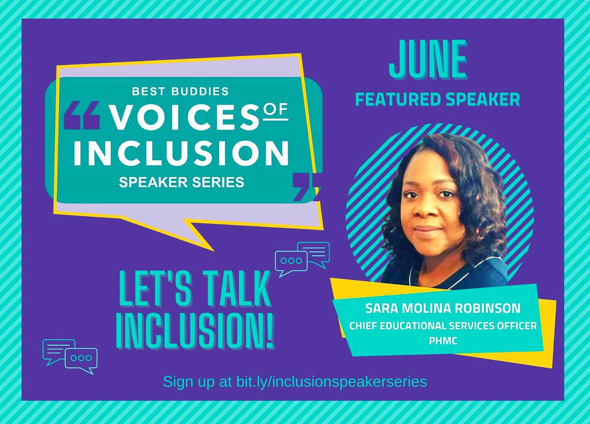 We're excited to welcome Sara Molina Robinson, BB Advisory Board member &amp; Chief Educational Services Officer at <a href="/PHMCtweets/">PHMC</a> as our featured speaker for June's Voices of Inclusion Speaker Series! Join us on 6/25 @ 3pm as we explore the topic of TEAMWORK!  bit.ly/inclusionspeak…