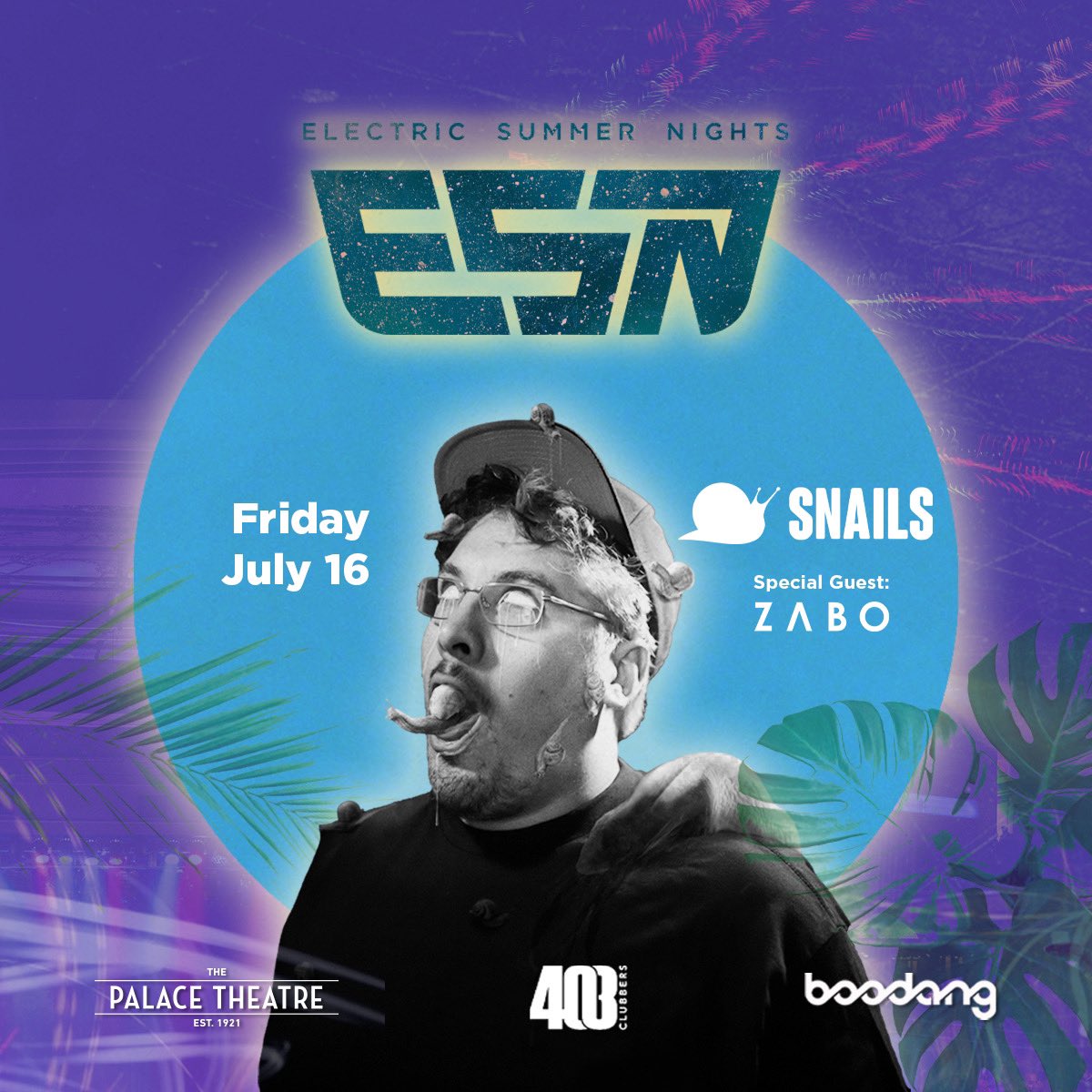 ELECTRIC SUMMER NIGHTS IS BACK || @snailsmusic takes the stage on Friday, July 16 with special guest, @zabomusic, for some seriously #Dubstep || 18+ event - 🎫 on sale now at Boodang.com! Stay tuned for more #ElectricSummerNights show announcements!