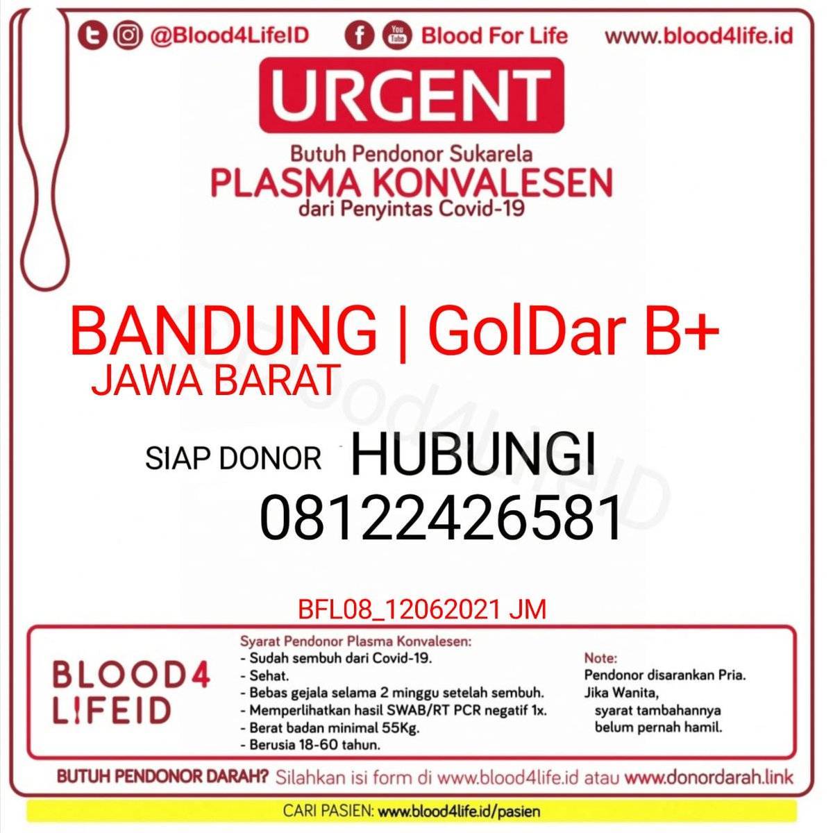 #BFL08_12062021 JM #BFL_GREEN #Bandung #JawaBarat | #PlasmaKonvalesen | Goldar B+ | #HL <a href="/june_bfl/">June Malkan</a> cc <a href="/infobdg/">BANDUNG ᮘᮔ᮪ᮓᮥᮀ</a> <a href="/ClickBandung/">IG: @clickbandungcom</a> <a href="/PRFMnews/">Radio PRFM</a> <a href="/Bandungfess/">SUNDA EMPIRE</a> <a href="/gmi_bandungraya/">Gerakan Milenial Bandung Raya</a> <a href="/info_Bandung/">infobandung</a> <a href="/infobandung/">infobandung</a> <a href="/KaskusBandung/">KASKUS Reg. Bandung</a> <a href="/bandungupdate/">Bandung Update</a>