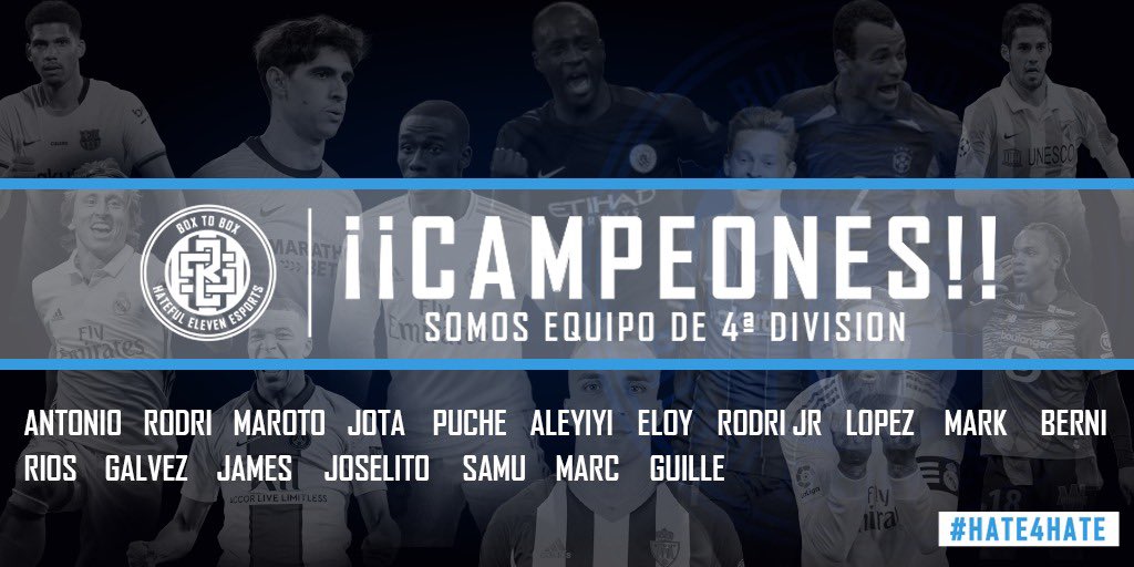 🤍💙 ¡¡¡ SOMOS C4MPEONES !!! 💙🤍

Al fin se consiguió, tras ascender hace 2 temporadas, conseguimos subir a 4ª de nuevo como CAMPEONES de 5ª División A. 

La directiva agradece a todos sus jugadores su buen hacer.

Deseamos suerte en PO a nuestros compañeros.

#Hate4Hate💙🤍