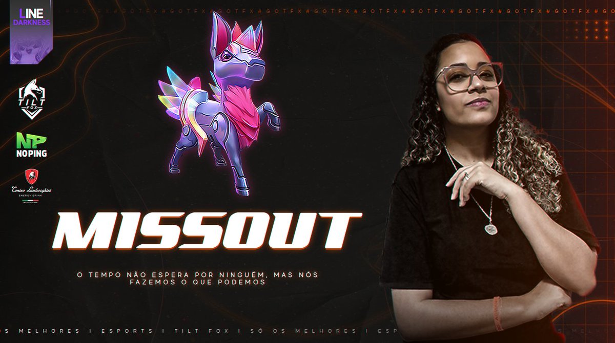 championsclubgg's tweet photo. E por último, a @Missoutt_ !

"Eae! Me chamo Jackeline, tenho 22 e meu nick é TFx Missout.
Eu sou a idealizadora do projeto Darkness e manager dessa galera :) 
O TT não me permite palestrar. Por isso, única coisa relevante a dizer é que eu amo TFT e amo meus meninos!"
#GOTFx 🦊 https://t.co/Ap5V5vtzg7