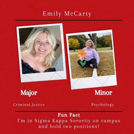 Time to introduce another wonderful Orientation Leader... Emily McCarty (<a href="/emilymccarty31/">Emily McCarty</a>)!
This is Emily’s first year as an Orientation Leader and we are so excited to have her join our team! She will be working with our ACES students!