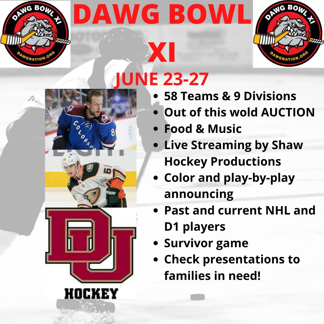 DAWG Bowl XI is this week!! We are beyond thrilled to put on our biggest and best DAWG Bowl to date. This year you can plan on great hockey and a fantastic auction, partnered with food and music. <a href="/DU_Hockey/">Denver Hockey</a>