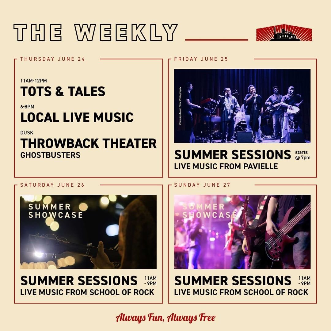 We've got a lot coming up this week, including a performance by <a href="/PaviElleMusic/">PaviElle</a> and a whole weekend filled with music thanks to School of Rock Saint Paul! Join us on Thursday for Tots and Tales and a Throwback Theater screening of Ghostbusters!