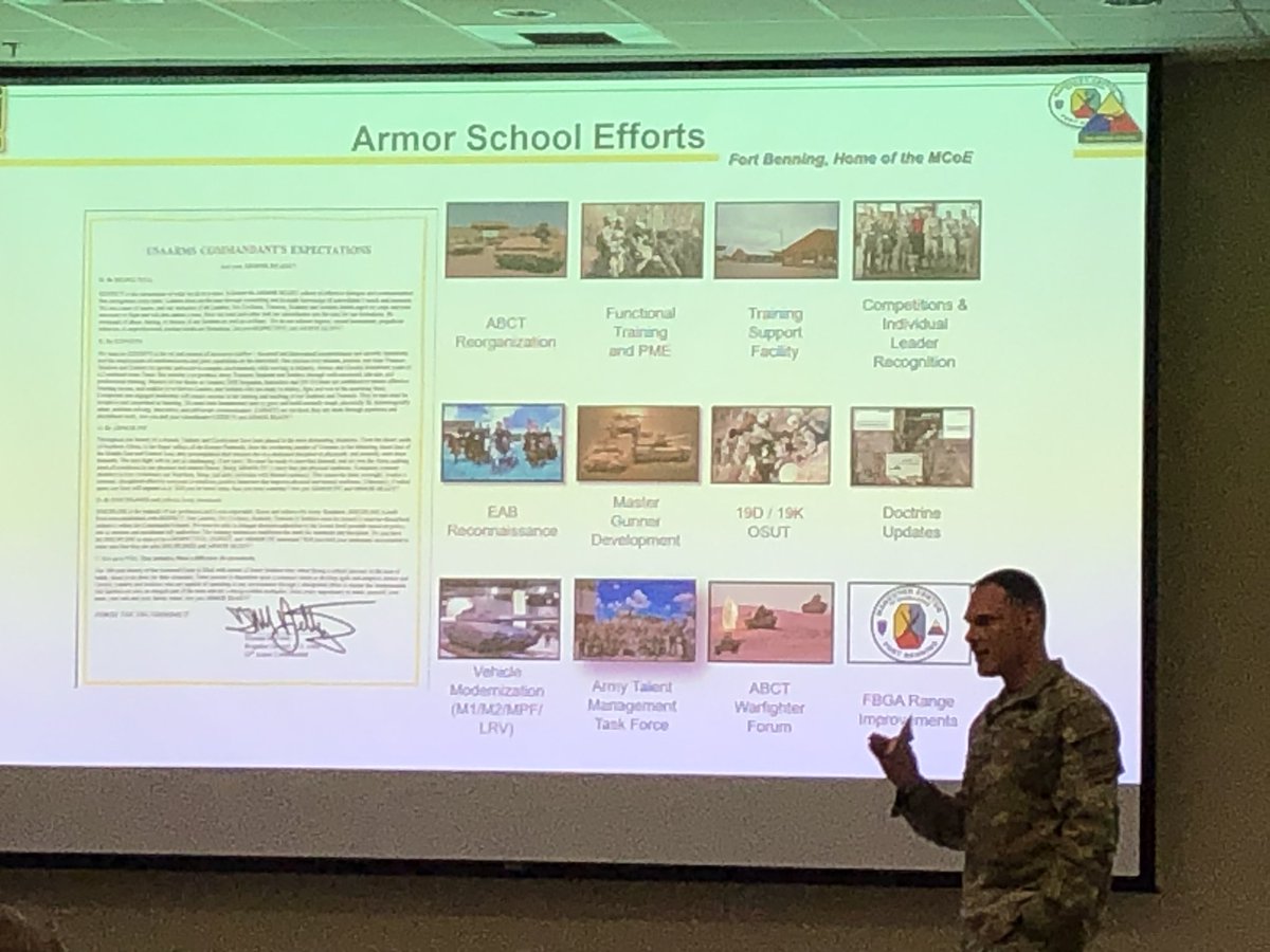 @ChiefofArmor appreciate your time and insights. While ABOLC Class 21-005 is only on TD 7 they will be #ARMORREADY by the time they graduate! @StrikeFastSCO @Randal0612 @FortBenning @TRADOC @316CAVBDE @jr_liscano