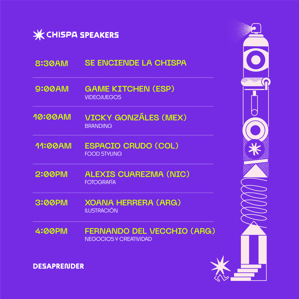 chispafest's tweet photo. Te prometimos que la #chispa 💥 ardería en toda #Nicaragua, aquí la agenda del #ChispaVirtual que comprueba que nuestrxs seis mega speakers están listxs para compartir con ustedes este viernes 2 de julio.

#inspiration #comunidadcreativa #creativity #desing https://t.co/xW9U3Ne9Vd