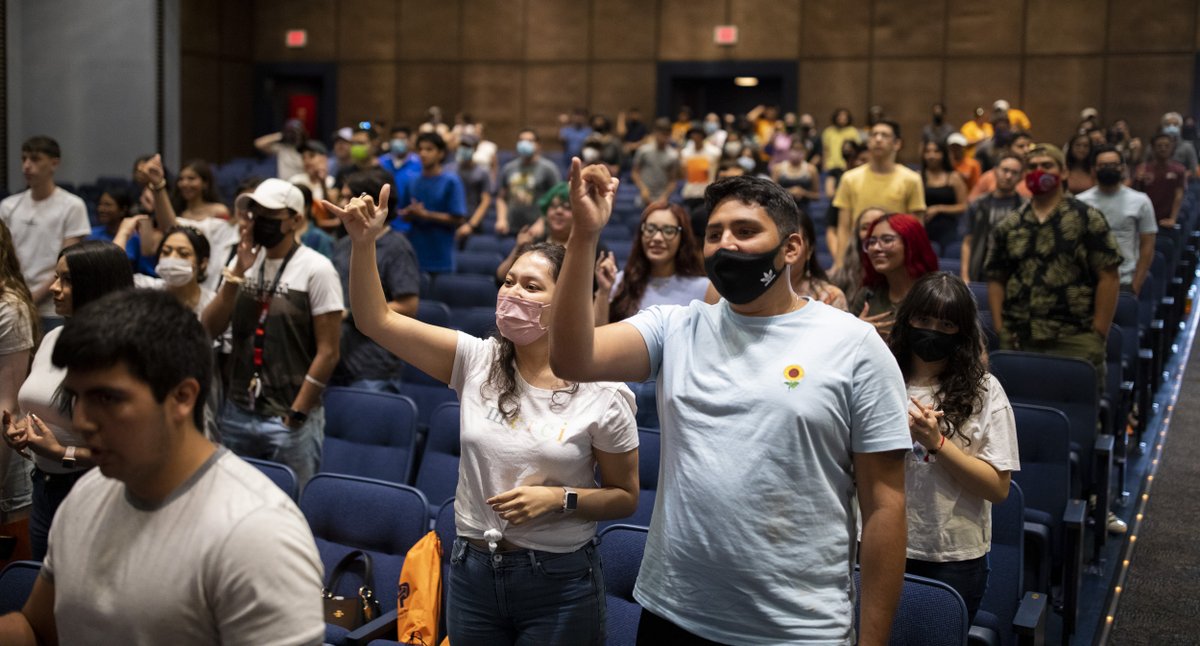 UTEP's tweet photo. Welcome to all of the new Miners who will join us next semester! ⛏️ 🎉   Incoming freshmen were celebrated during the first session of New Student Orientation (@utep_nso) on June 21, 2021. Sign up for orientation here:  https://t.co/6CxlHqlOGv https://t.co/Hom52Bsq5H