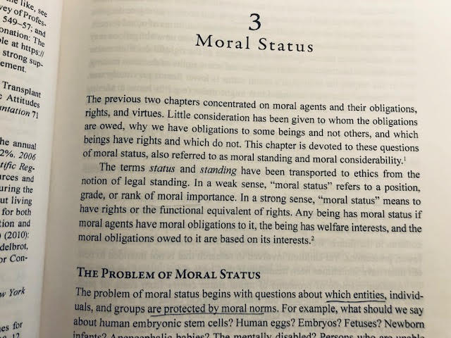 CaraBuskmiller's tweet photo. On-theme, today's #MFMlearning is more #bioethics. It's a LONG chapter on moral status. https://t.co/QMBtPpGkj8