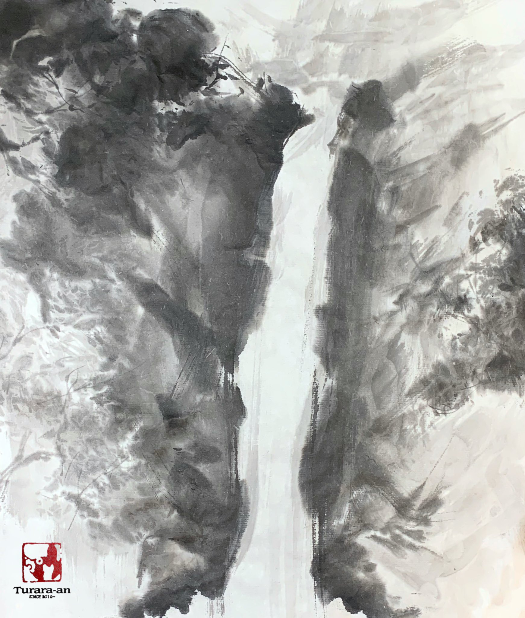 水墨画 滝