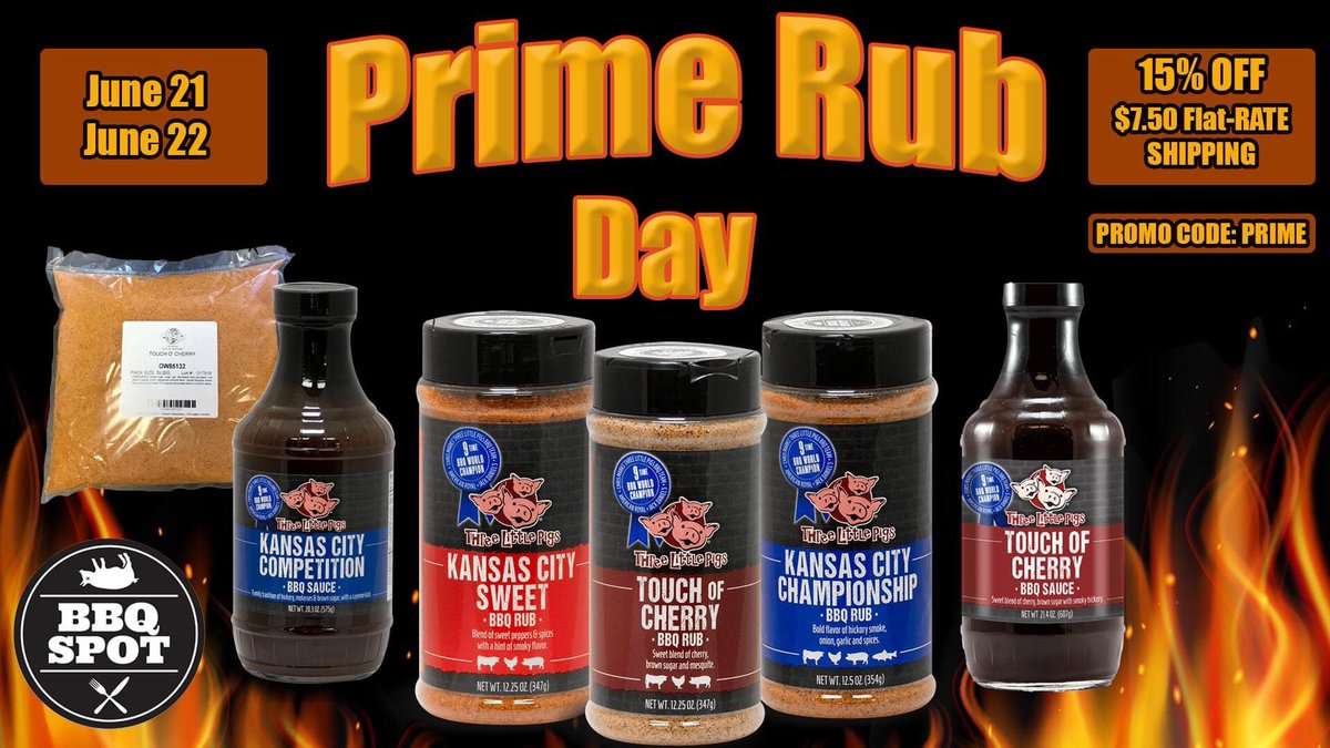 🐷🐷🐷Prime Rub Day Starting June 21-June 22, 15% off and $7.50 Flat Rate Shipping.  All Products 5LBS Bulk rubs,Gift Packs,Pretzels,Rubs &amp; Sauces. 

Click here to order: bbqspot.com/products/
  #primeday2021 #grilling #AmazonPrimeDay #PrimeDay