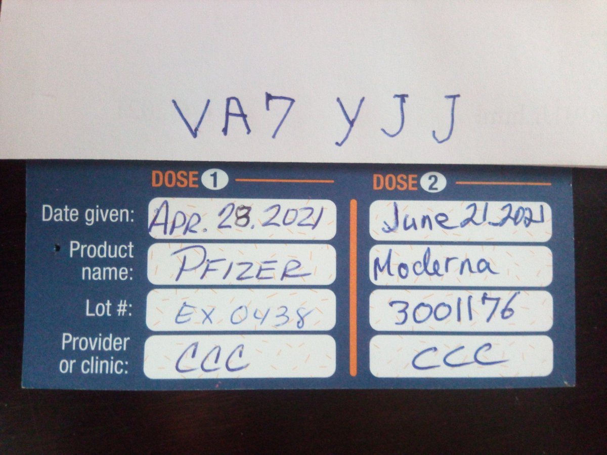 VA7YJJ's tweet photo. Got my second dose. The best thing to do for the greater good. Hope you get yours soon. Happy summer. https://t.co/KIPt25VNN2
