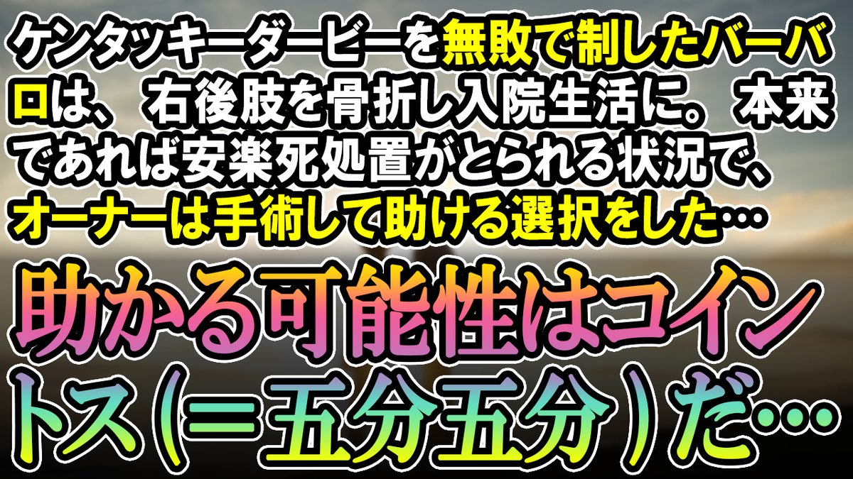 涙腺崩壊 泣ける 感動話チャンネル アップしました 競馬 泣ける 海外競馬の泣ける話 ケンタッキーダービーを無敗で制したバーバロ T Co Bkb4gjugam Youtubeより