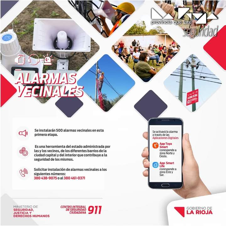LR_DDHH1's tweet photo. 🚨Alarmas Vecinales 🚨

Para solicitar la  instalación comunicarse  a los siguientes números
📲3804-389075 / 3804-610371

#PlanIntegralDeSeguridad
#RiojaSegura
#larioja https://t.co/J1Ubs6WOsK