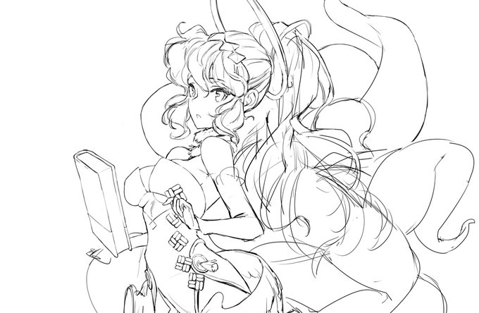 途中。最近はやり方を変えてラフを直接いじって清書にする試行 