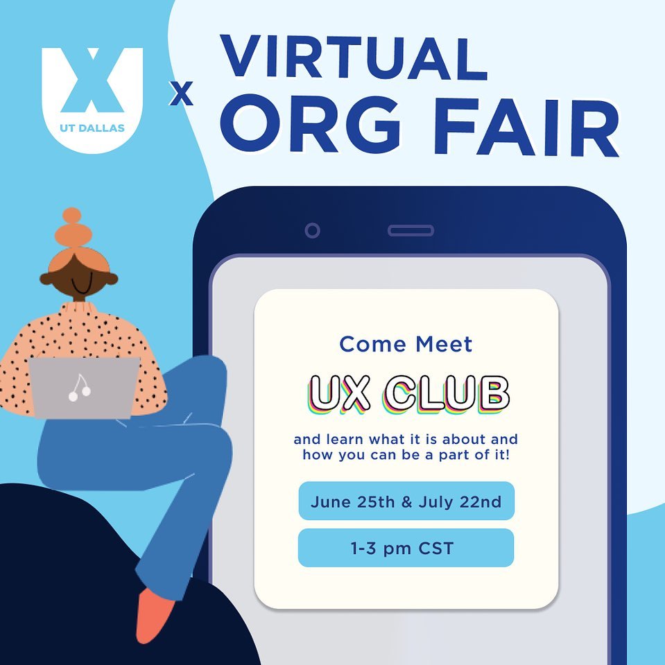 We hope you're having a great summer break! Do you want to learn more about our club and what we do?
Stop by our virtual stand at the org fair June 25th &amp; July 22nd from 1 PM - 3 PM CST and learn how you can be a part of our club! Login to CampusGroups to join! :)