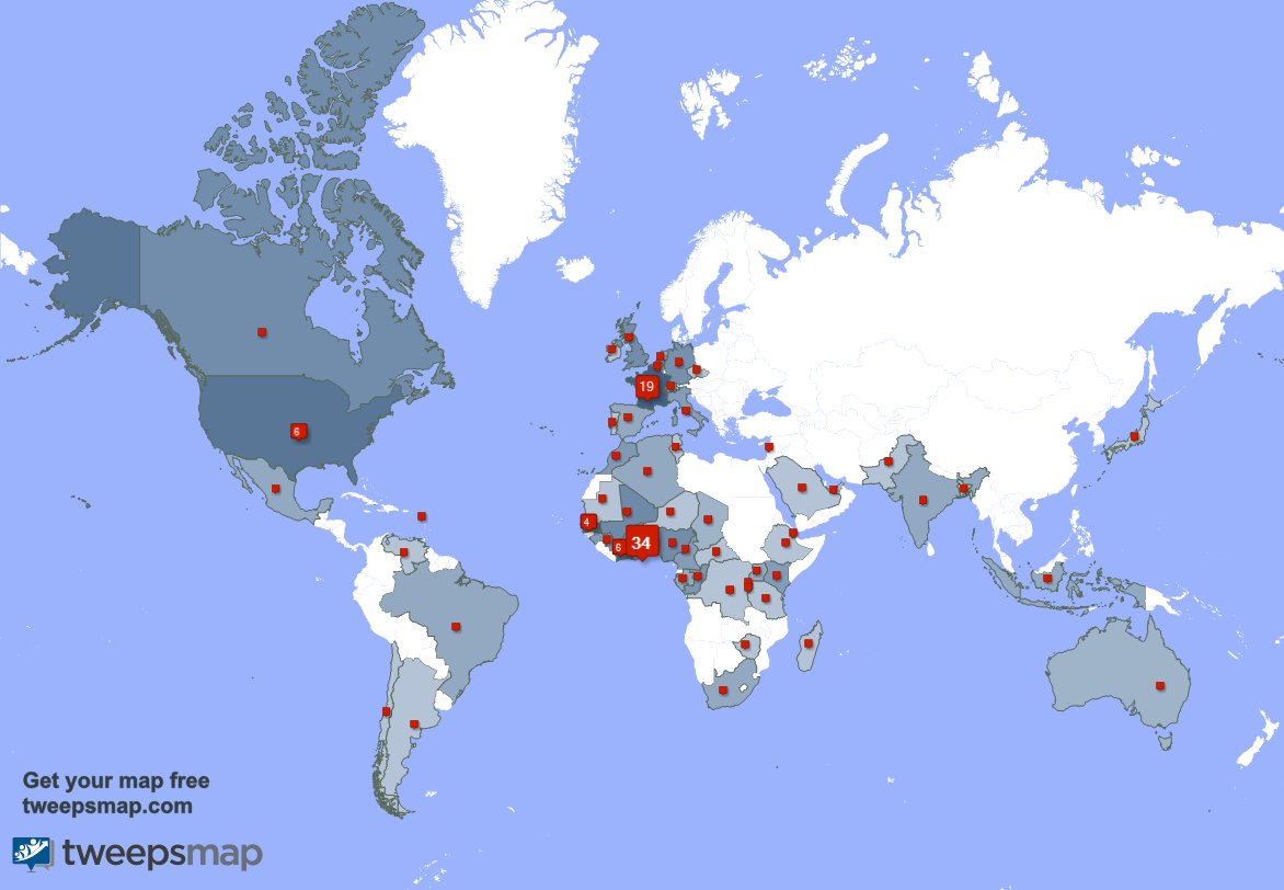 Merci beaucoup à mes 2 nouveaux abonnés qui vivent en: Togo la semaine dernière. tweepsmap.com/!nativ_IS