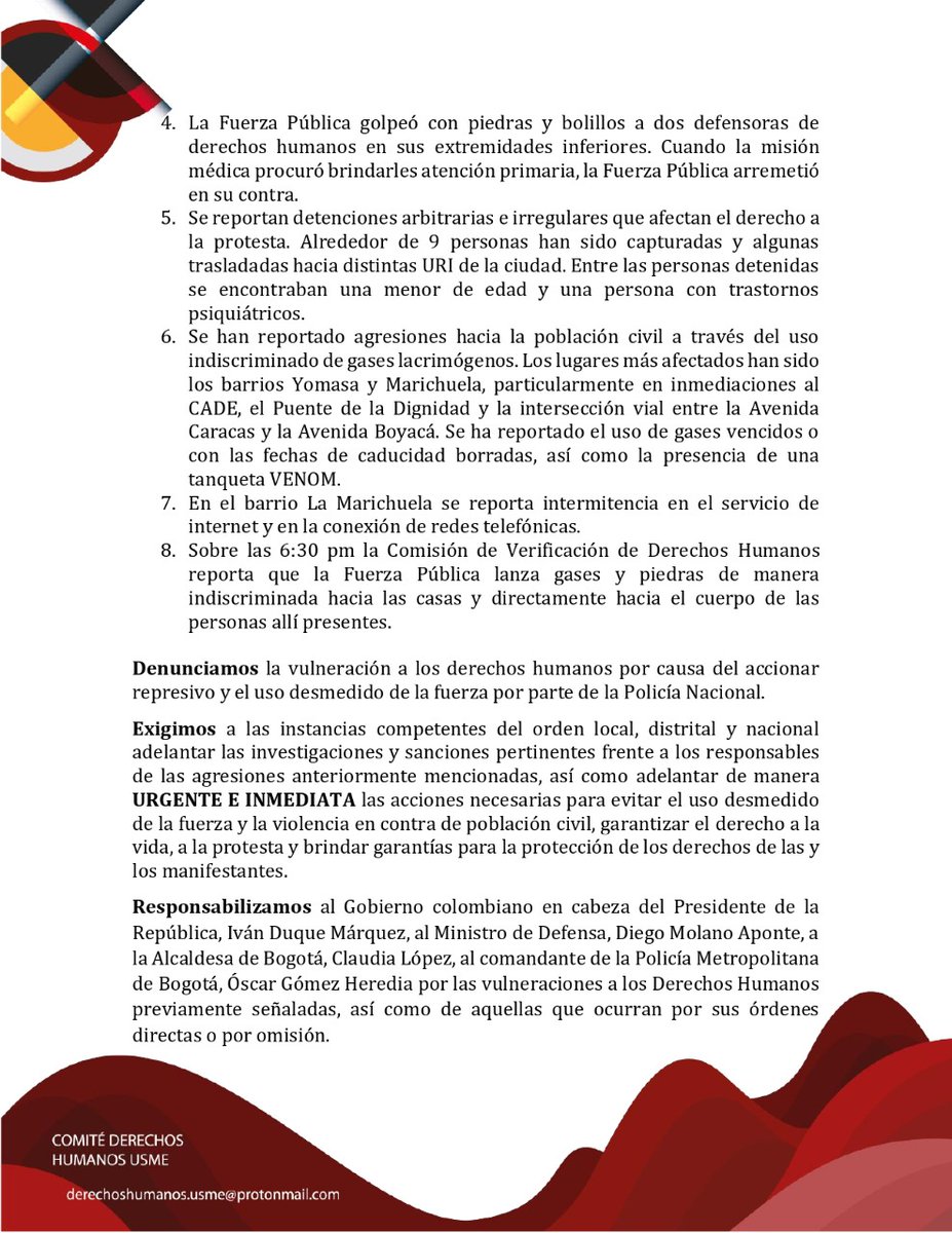 divergentecolec's tweet photo. Denuncia pública del comité de DDHH de la localidad de Usme. En estos momentos continua fuerte represión por parte de la Fuerza Pública. https://t.co/MW7Flg0xhh