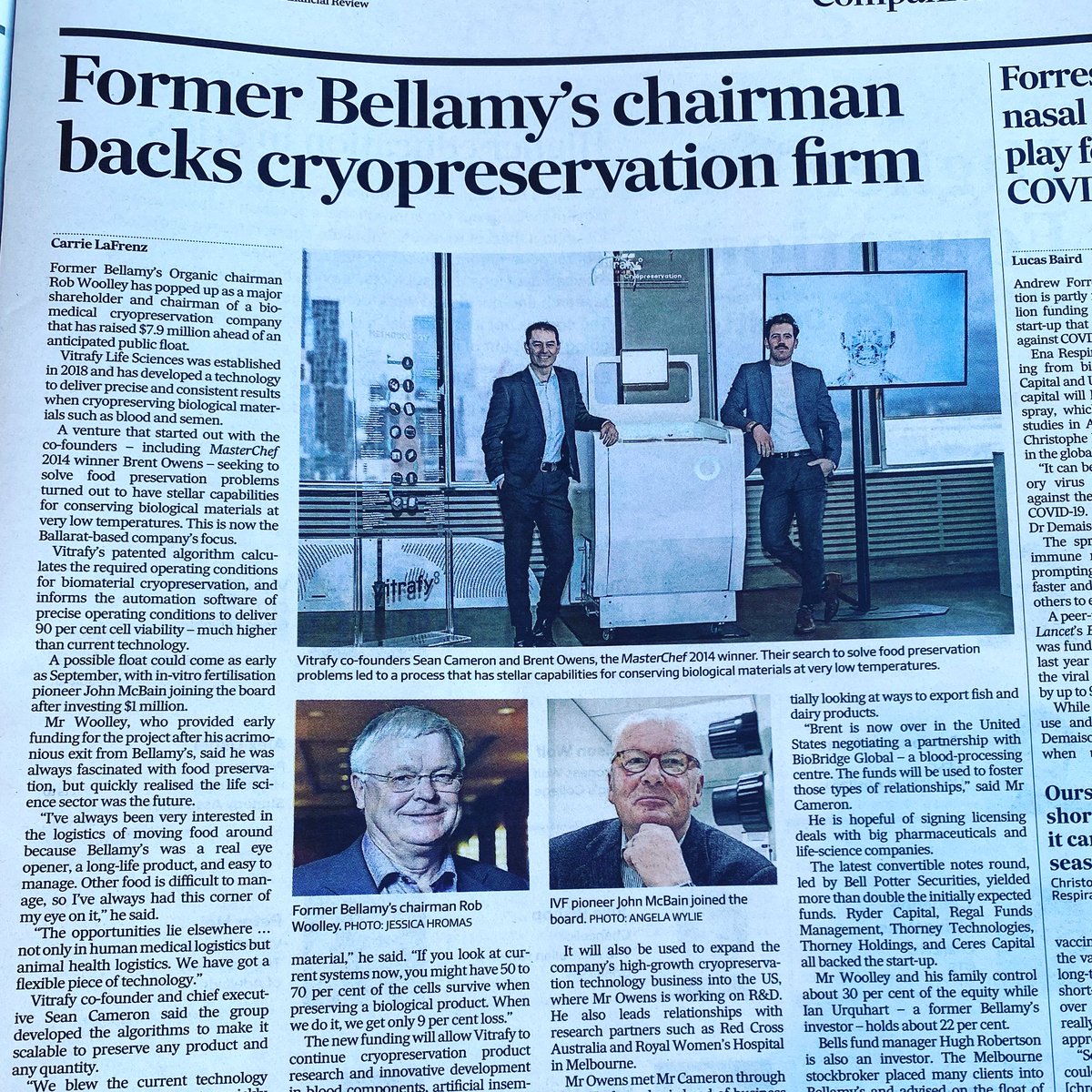 vitrafy's tweet photo. Very excited to see our first major media feature in the AFR. Big thanks to @CarrieLafrenz for the write up. https://t.co/vDJE6hrwGE