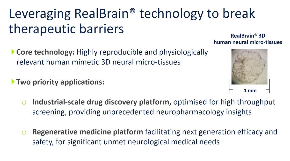 Tessara is pursuing two priority applications of our #RealBrain® micro-tissues; A #neurotherapeutics industrial-scale drug discovery platform and a Regenerative Medicine Platform developing RealBrain® #tissuetherapies for #neurology.