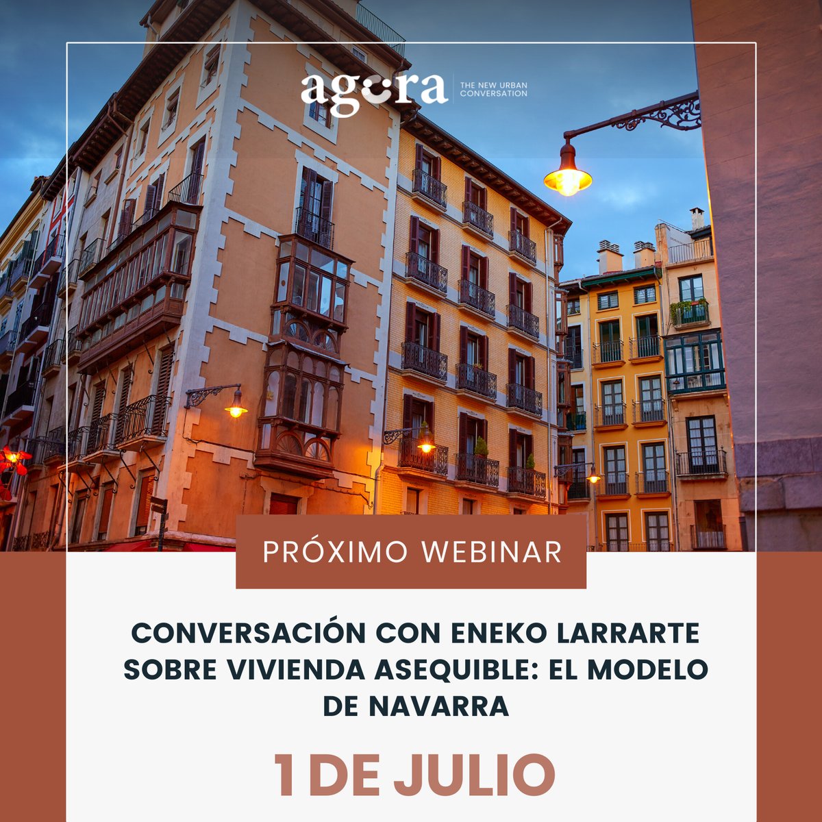 ¡Save the date! Ya tenemos fecha para nuestro próximo webinar, el próximo 1 de Julio
Hazte de la Comunidad Ágora y no te pierdas ni un webinar más. 
 <a href="/Joanclos/">Joan Clos</a>
#thenewurbanconversation #navarra #urbanismo #vivienda #sostenible #asequible #urbano #ciudad