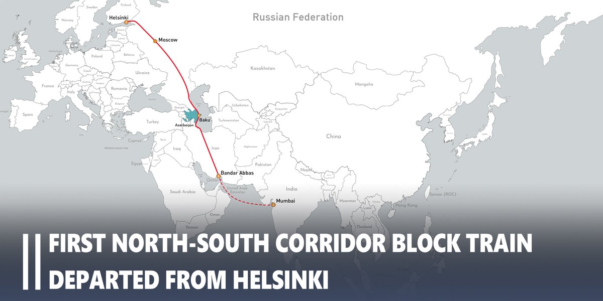 First container block train via International North-South Transport Corridor departed from Helsinki and headed to port of Nava Sheva in India. 32 40ft containers are loaded with paper-based products. #ady #railway #freight #cargo #transit #export #import #adycontainer #INSTC https://t.co/zMn1AjWq38