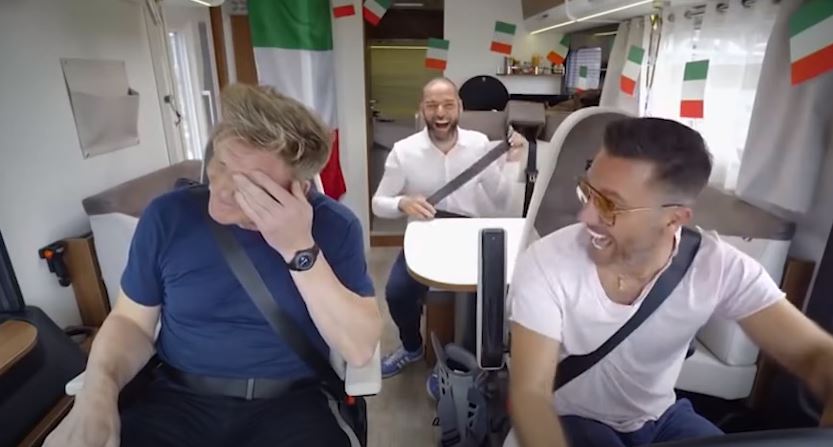 Get ready for more chaos – #GordonRamsay and pals #Gino #D'Campo and Fred are in #Greece for a TV show (video)
  https://t.co/FsZK7PbyLs https://t.co/oSL0t0hLbX