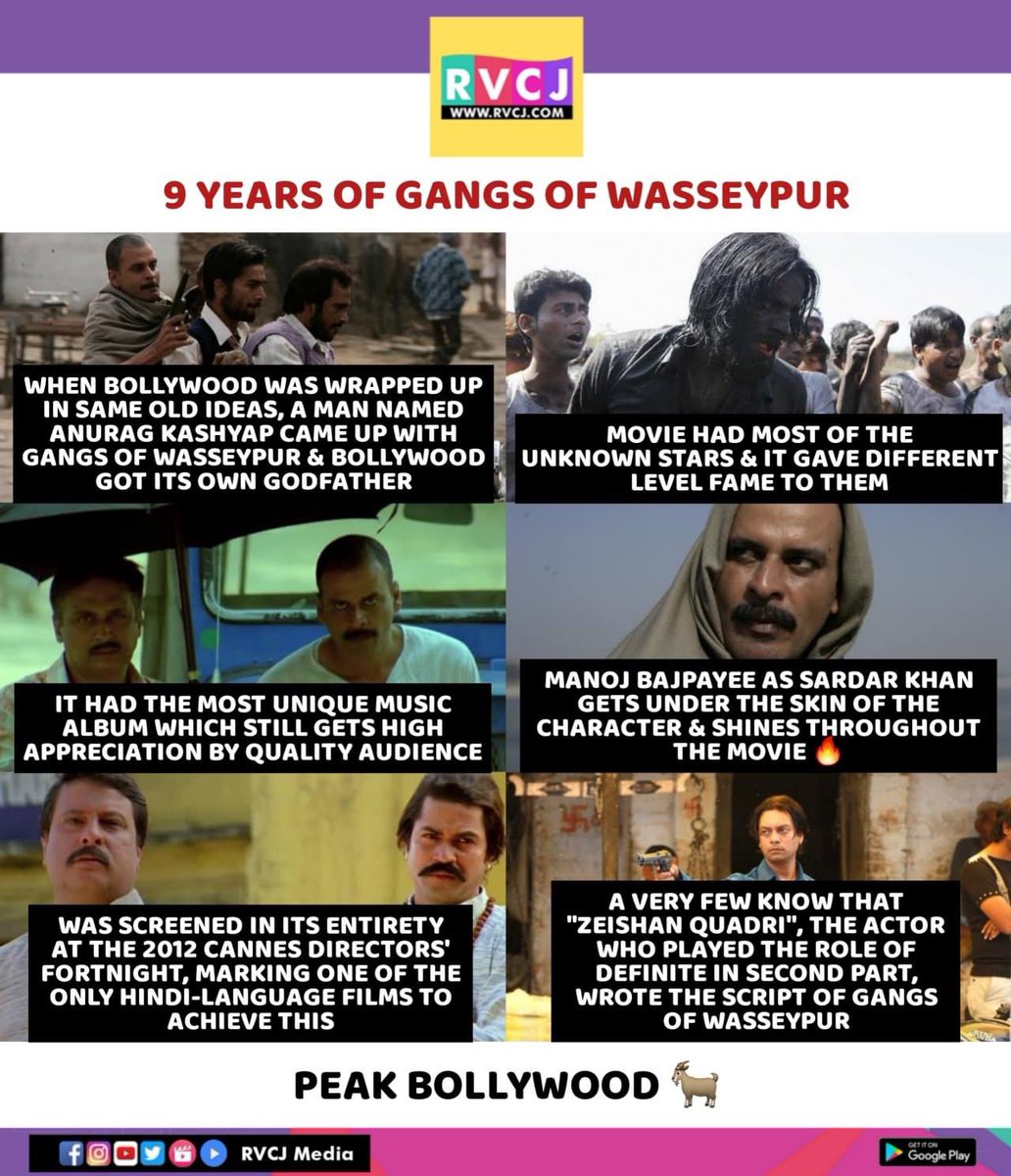 rvcjmovies's tweet photo. Gangs of Wasseypur 🔥 @anuragkashyap72 @BajpayeeManoj @Nawazuddin_S @dirtigmanshu
#9YearsOfGangsOfWasseypur #anuragkashyap #manojbajpayee #nawazuddinsiddiqui #tigmanshudhulia #piyushmishra #rajkumarrao #zeishanquadri #bollywood #rvcjmovies https://t.co/dfRdzEloSn