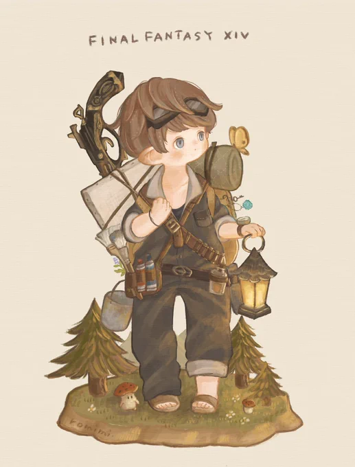 前描いた、自分のララフェルの絵🏕☕️ ( ¨̮ )
 #メンテだしとにかくあなたの絵が好きって思ってくれるひとと出逢うために自分の推しイラストをそっと置いておく 