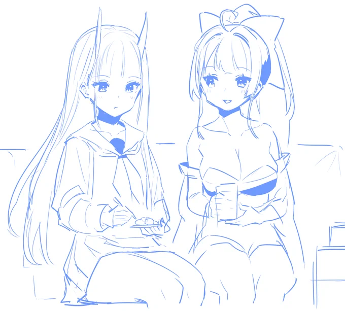 能代と阿賀野のボツラフ。
#アズ4
#びそくぜんしんっ
#アズールレーン 