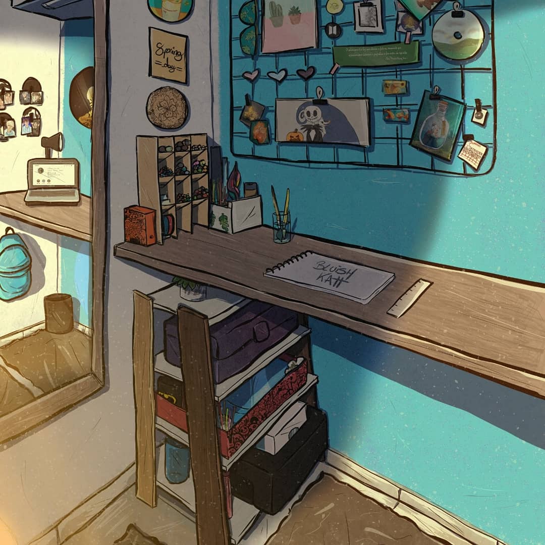 BluishKatt's tweet photo. Fiz um desenho um pouco diferente para praticar perspectiva 🌑 Este é o meu studio/quarto 🖤😻 
.
.
.
.
#perspective #art #digital #bedroom #bedroomdecor #fy #sunshine #study #artist #lights #myself #digitalart

https://t.co/m4Ky3Ivd0d https://t.co/WI6GNN9uzu