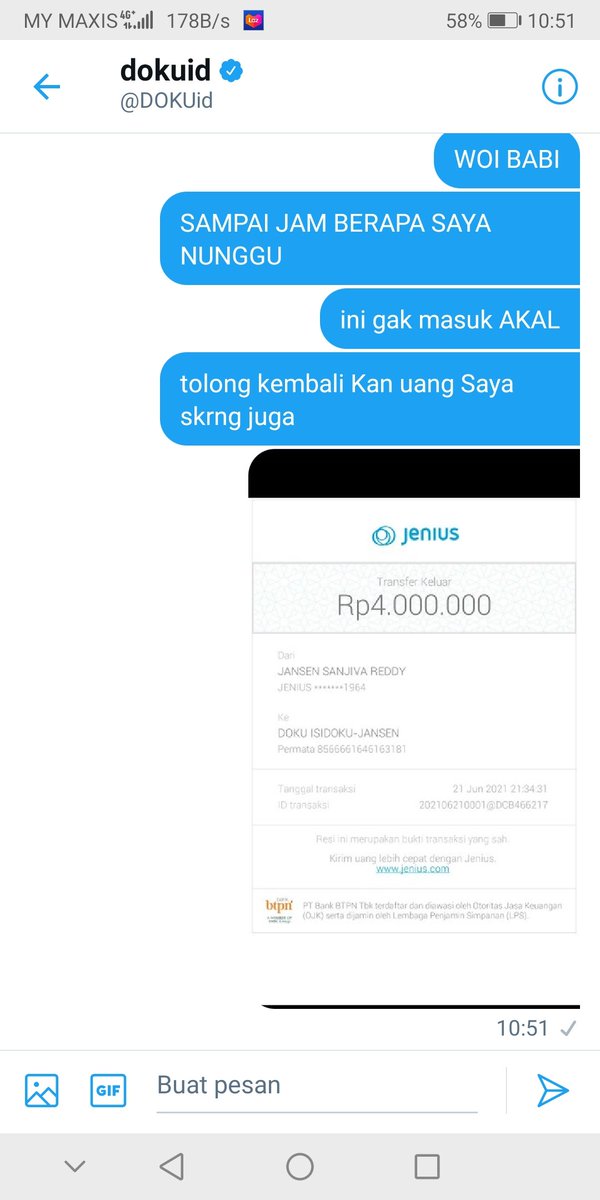 Kingjsr2's tweet photo. @DOKUid SAYA SAMPAI BERKATA KOTOR KARENA DOKU INI GAK MASUK AKAL SAMPAI KAPAN SAYA TUNGGU UANG KU DI TOP UP PADAHAL A JELAS2 UDAH MASUK DI DM SAMA SAJA ALAN NYA CEK2 TRUS https://t.co/q1VgJBB1tj