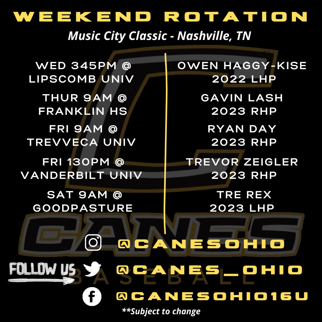 Canes Baseball Ohio (@ghostsquad_ohio) on Twitter photo <a href="/MusicCityBB/">Music City Classic</a> starters! Someone’s future could change this wk! Why not yours’?!
One thing I never want my guys to forget - how you do anything is how you do everything! Someone is ALWAYS watching 👀
#canegang #canesbb #canesohio #baseball #starters #nashville #tennessee <a href="/MusicCityBB/">Music City Classic</a> starters! Someone’s future could change this wk! Why not yours’?!
One thing I never want my guys to forget - how you do anything is how you do everything! Someone is ALWAYS watching 👀
#canegang #canesbb #canesohio #baseball #starters #nashville #tennessee
