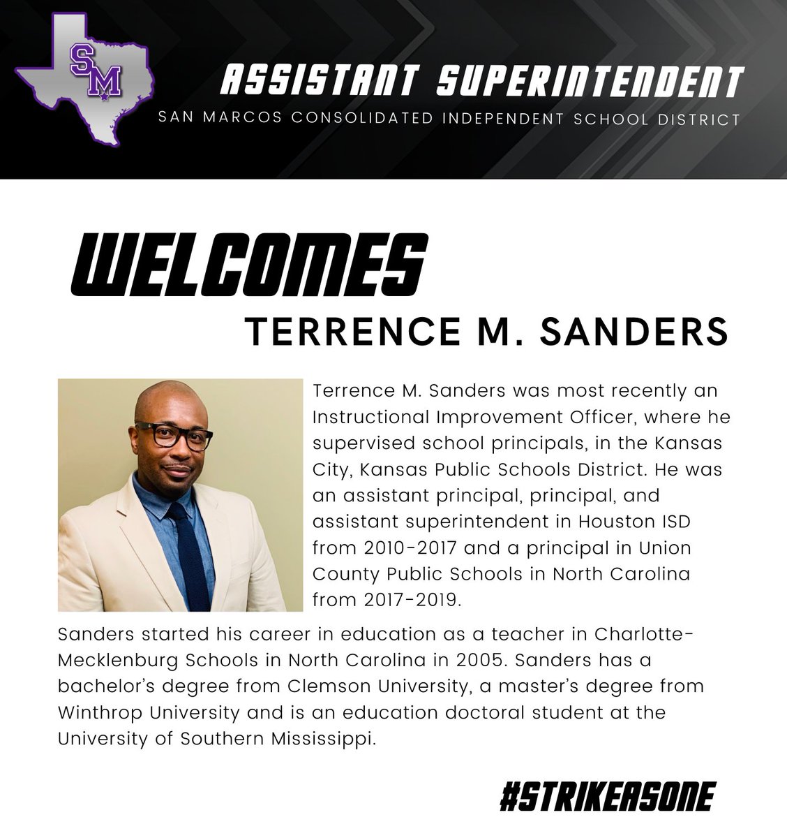 Welcome Mr. Sanders to SMCISD!