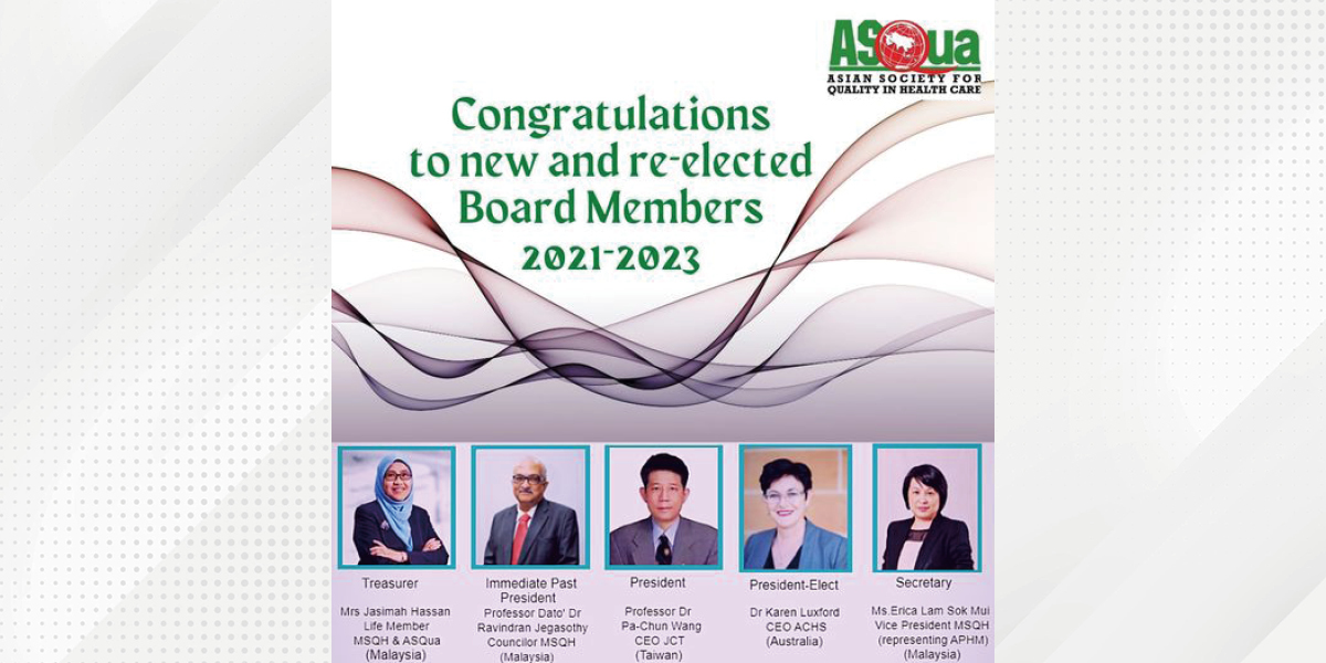 ACHS_Intl's tweet photo. ACHS Group CEO, Dr Karen Luxford has been appointed President-Elect for the Asian Society for Quality in Health Care (ASQua) for 2021-2023. ACHS has also been re-elected as a national member of the ASQua Executive Board for the same period. 
#ACHSAccred #ASQua #qualityimprovement https://t.co/CBOzcAN3L4