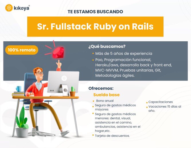 Marilyn_Design's tweet photo. @rorjobs Sueldo 65-70k
Únicamente para mexicanos 
Mandar cv y número de celular a almaad19@icloud.com #ror #rorjobs #Mexico https://t.co/0rLuszaLit