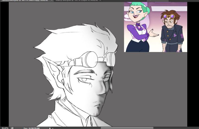 Grayscale wip of the wolf dad 
