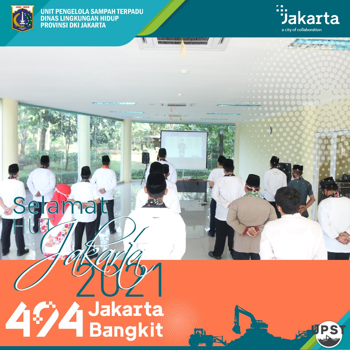 UPST_DLH's tweet photo. Peringatan HUT DKI Jakarta Ke 494 di isi dengan pelaksanaan upacara secara virtual yang dilaksanakan Kepala Unit Pengelola Sampah Terpadu Dinas Lingkungan Hidup Provinsi DKI Jakarta beserta jajaran.

"Dirgahayu Kota Jakarta ke 494"

#HUTDKIKe494
#TPSTBantargebang
#UPSTDLH https://t.co/yawM0MeYVy
