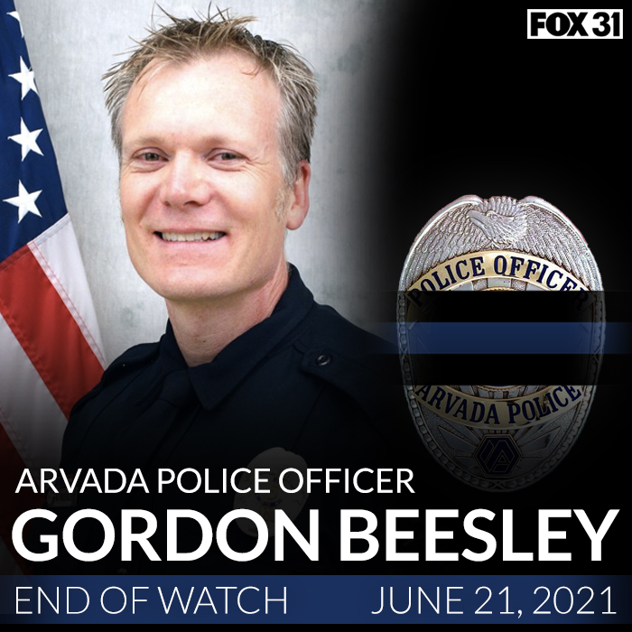 KDVR's tweet photo. Rest In Peace: Today, a 19-year member of the Arvada Police Department lost his life in the line of duty. Gordon Beesley was a School Resource Officer at Oberon Middle School and was working patrol while school was out for the summer: https://t.co/9ulVUkIgRX https://t.co/xLDhWJpWB7
