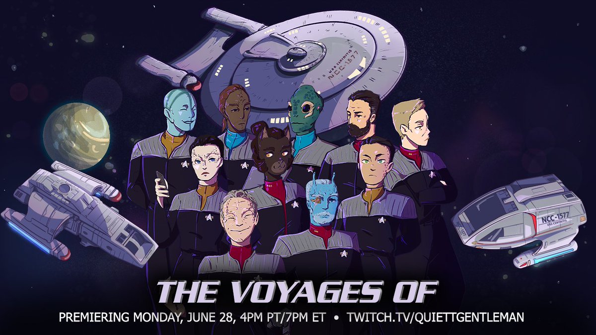 QuiettGentleman's tweet photo. We're 1 WEEK away from the premier of The Voyages Of! Join us for our pilot episode, "Some Wear Sheep's Clothing"! Keep an eye on this space for more information about the Cerynitis and her crew and tune in live 6/28, 4pm P/7pm E at https://t.co/Qz6TcjTcBp !

#TTRPGSolidarity https://t.co/UAHY7As9xA