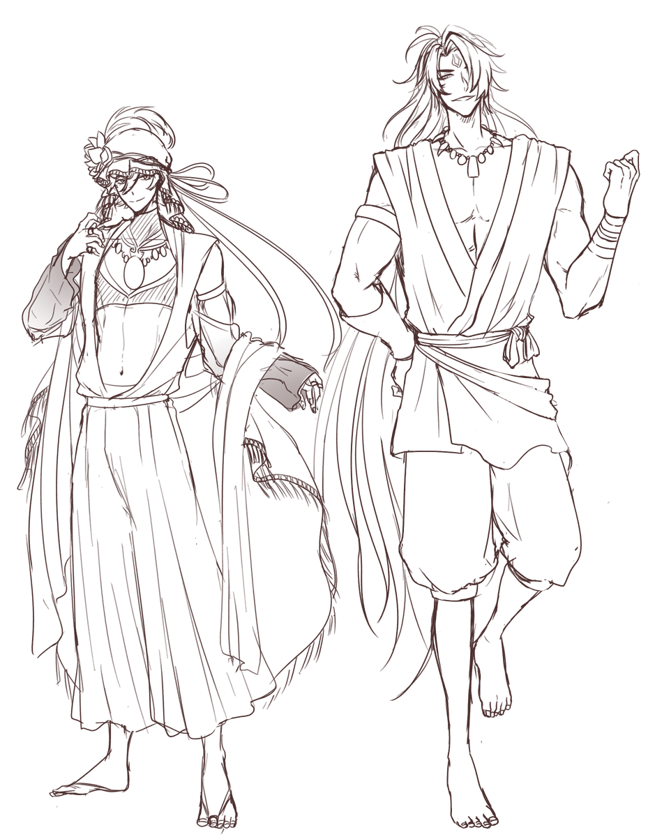 inbetween commission sketches of Asura and Taishakuten 