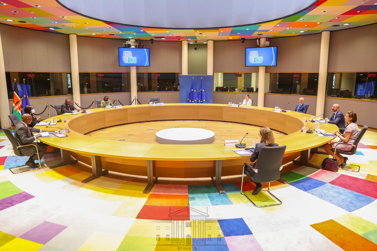 StateHouseKenya's tweet photo. 1/4 Kenya and the European Union (EU) have unveiled a strategic dialogue framework through which they seek to step up their bilateral relations. https://t.co/wtZq4473XA