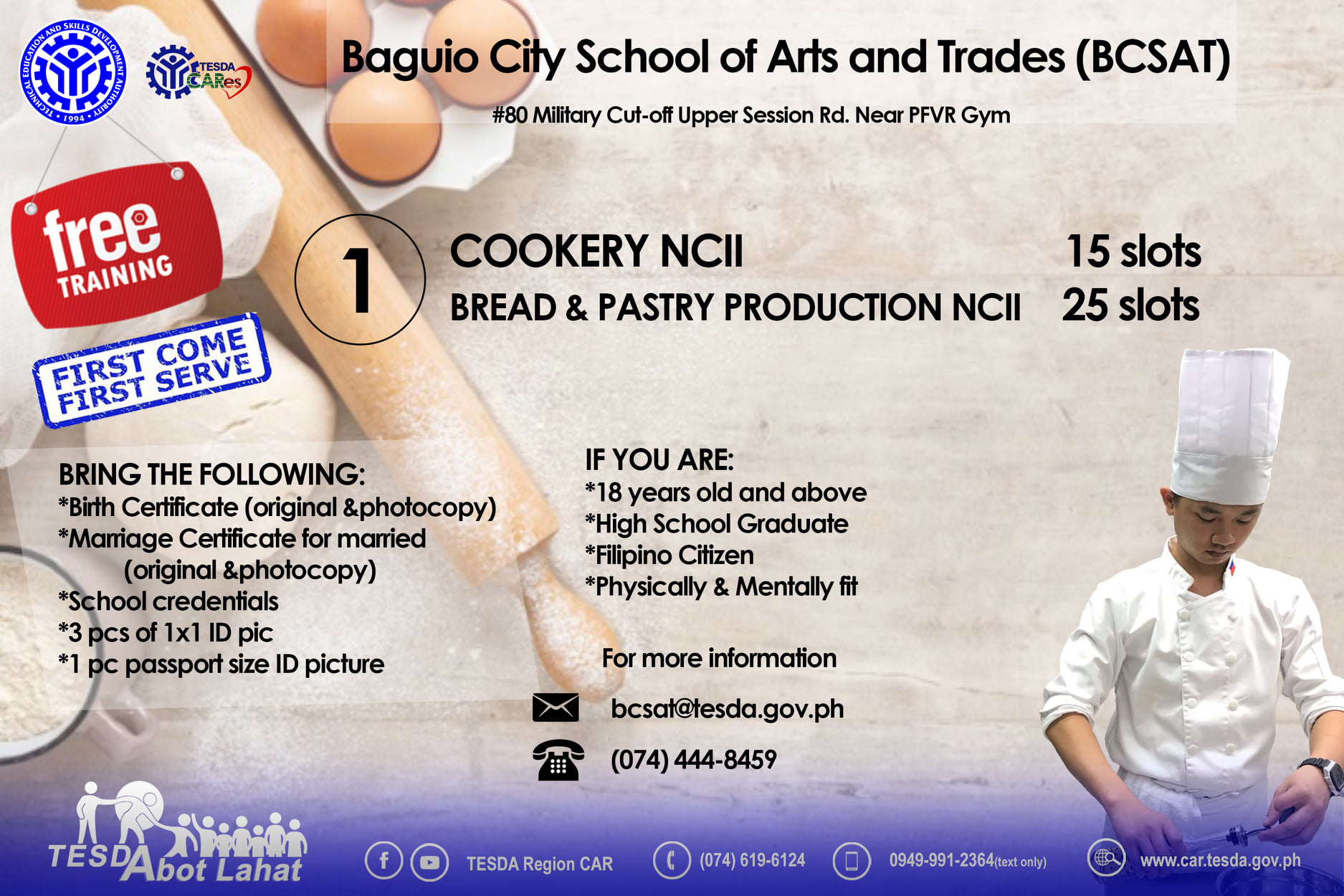 TESDA on Twitter "TESDAAlert Heads up, TESDAns! Baguio City School of