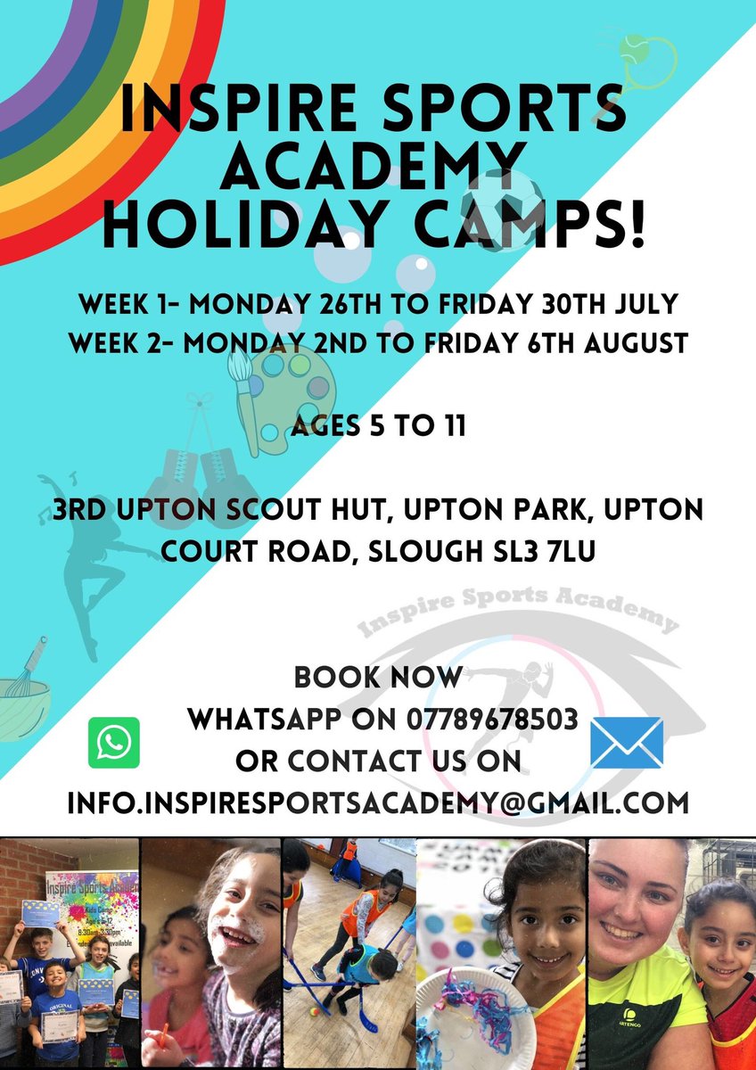 InspireSportsA2's tweet photo. 🎉☀️ Summer Holiday Camp ☀️🎉

We are relaunching our holiday camp this summer, with elements of cautions. We have a variety of activities:

🏆Loads of sports on offer at the camp during the week

👮‍♂️👩‍⚕️Educational Workshops https://t.co/iRopbiV5Ki