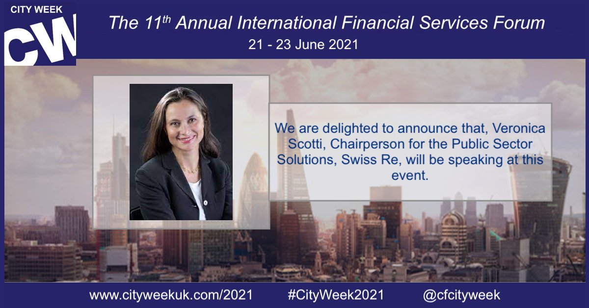 SwissRe's tweet photo. This morning our Chairperson Public Sector Solutions Veronica Scotti is speaking at the #CityWeek2021 3 day event on the panel "#ESG investing - the next frontier: #biodiversity, the oceans and nature," together with distinguished panelists. Learn more: https://t.co/TUm8oQs72p https://t.co/j3vAX3xyKo