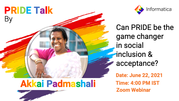 neeltatum's tweet photo. Pride Month celebrations continue at @Informatica. We have invited @akkaitg Akkai Padmashali, an Indian transgender activist, motivational speaker, and singer. I am sure June 22, will be a memorable day for us. #LifeAtINFA #WeDATA #pridemonth #pride2021 #pridemonth2021 #LGBTQ https://t.co/avmfDHcE2n