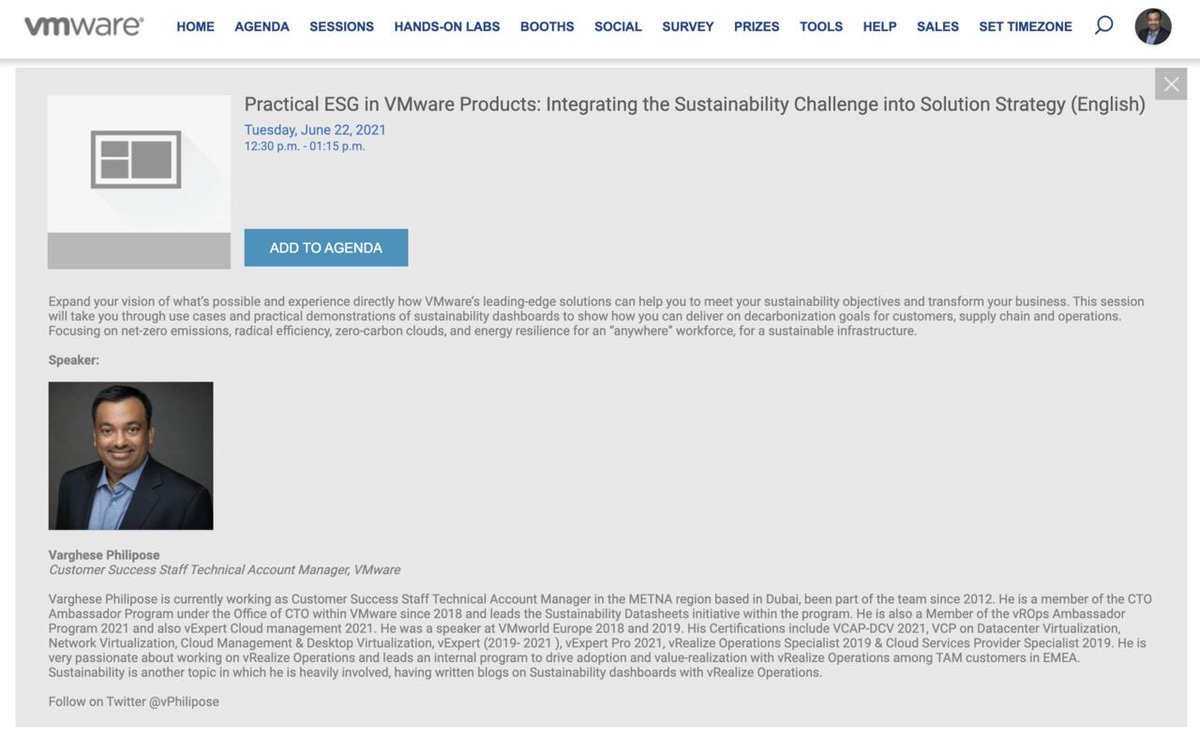 VPhilipose's tweet photo. Do you know that @vRealizeOps can be used to track #sustainability goals in the data centre? More details in my break out session at #vmware #vforum online session happening today. Register here https://t.co/FIWLIsjous #vmwaretam #vmwocto #vmware_me #tammetna https://t.co/y2kHHIVaVa